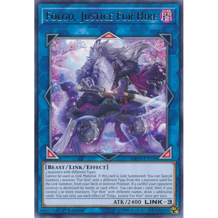 Image for Folgo, Justice Fur Hire (MP19-EN190) (MP19) - YuGiOh