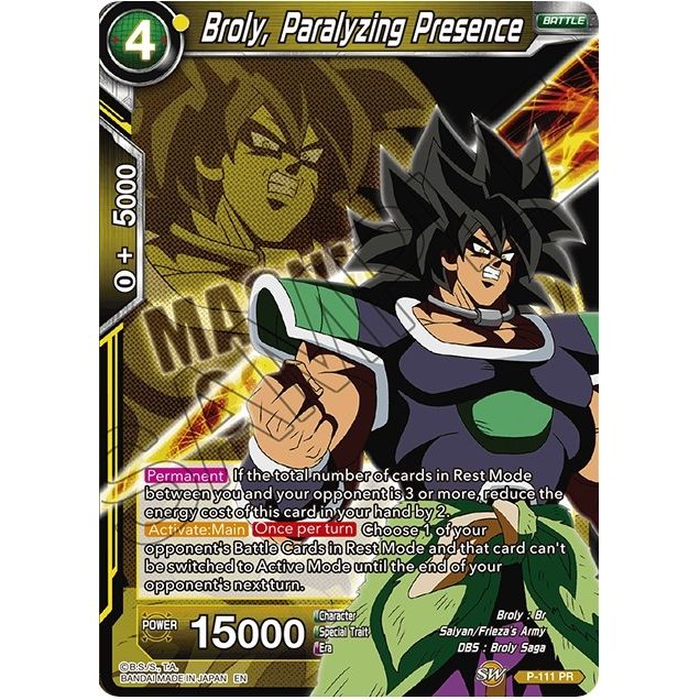 Image for Broly, Paralyzing Presence (P-111) (DBS-BE08) - Dragon Ball Super: Masters