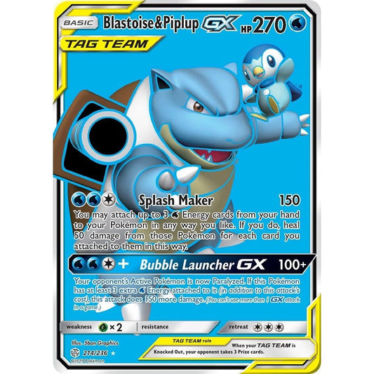 Image for Blastoise & Piplup GX (Full Art) (214/236) (SM12) - Pokemon
