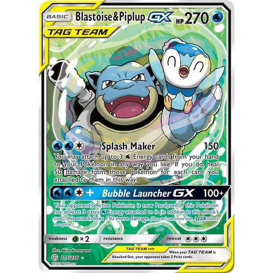 Image for Blastoise & Piplup GX (Alternate Full Art) (215/236) (SM12) - Pokemon