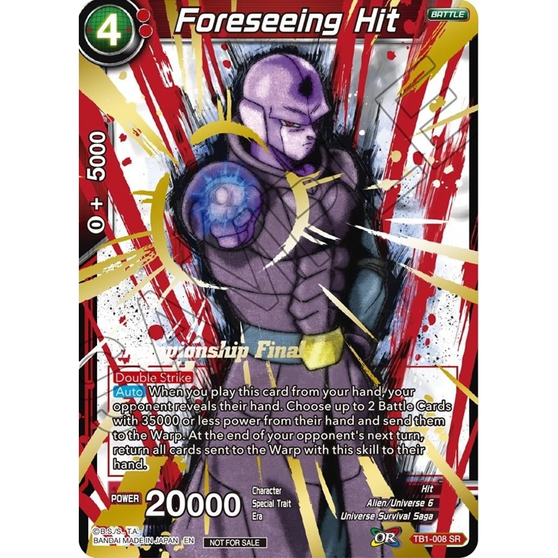 Image for Foreseeing Hit (Championship Final 2019) (TB1-008) (TPR) - Dragon Ball Super: Masters
