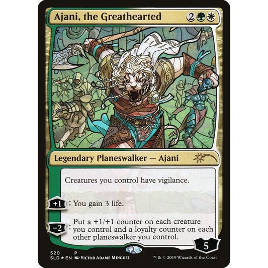Image for Ajani, the Greathearted (Stained Glass) (520) (SLD) - Magic: The Gathering