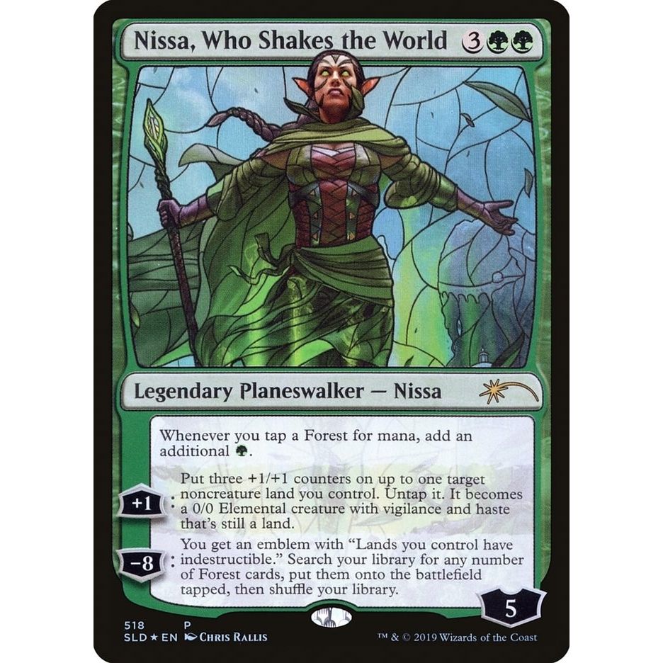 Image for Nissa, Who Shakes the World (Stained Glass) (518) (SLD) - Magic: The Gathering