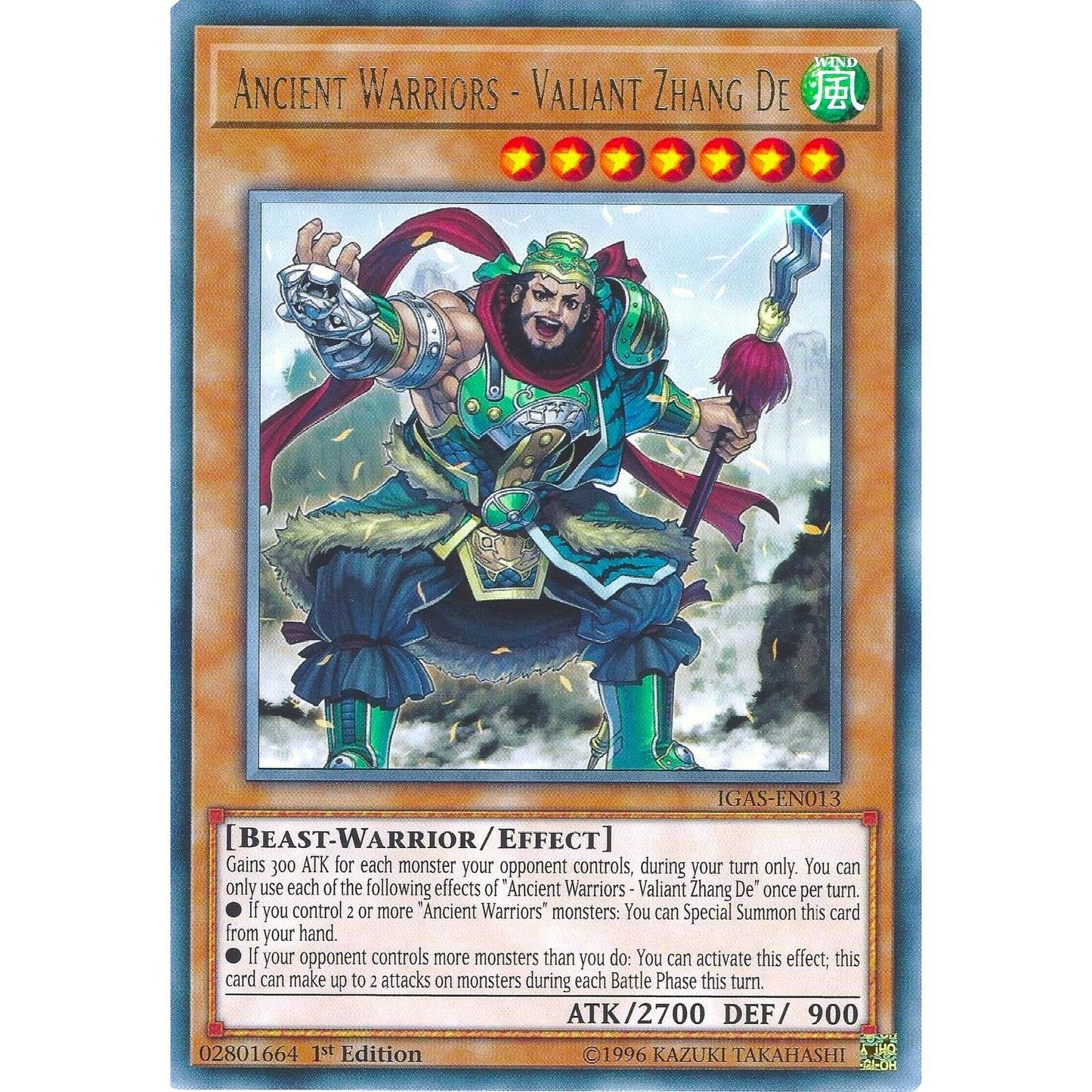 Image for Ancient Warriors - Valiant Zhang De (IGAS-EN013) (IGAS) - YuGiOh