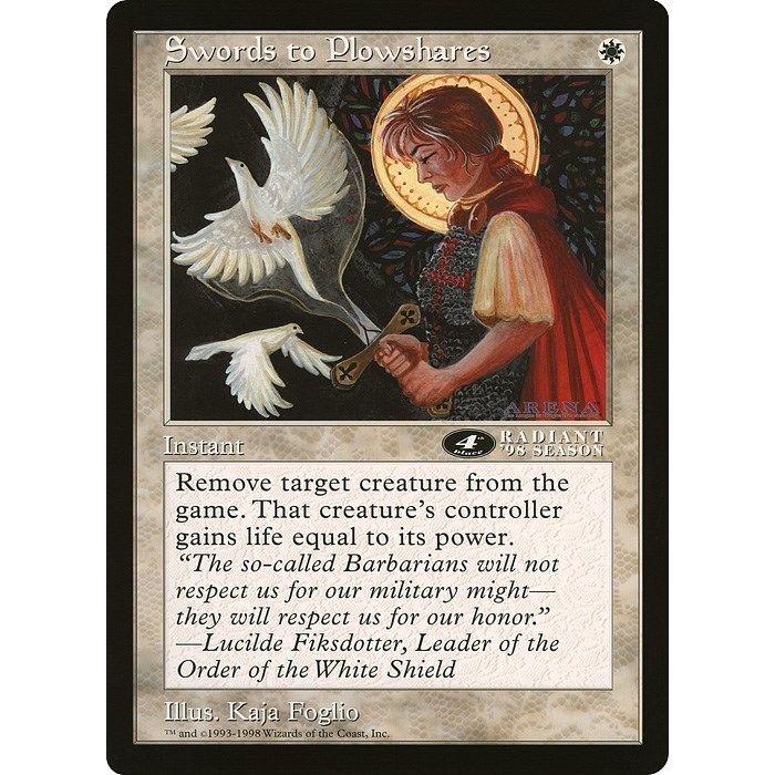 Image for Swords to Plowshares (4th Place) (Arena League) (OVER) - Magic: The Gathering