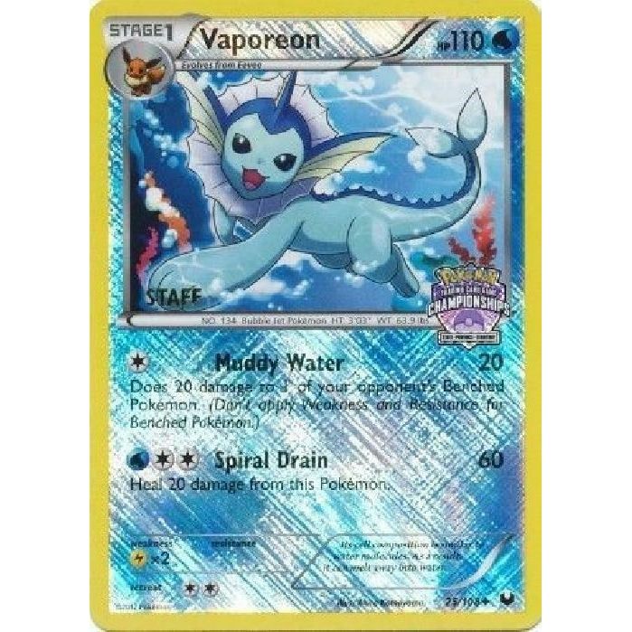 Image for Vaporeon - 25/108 (State Championships) [Staff] (025/108) (PR) - Pokemon