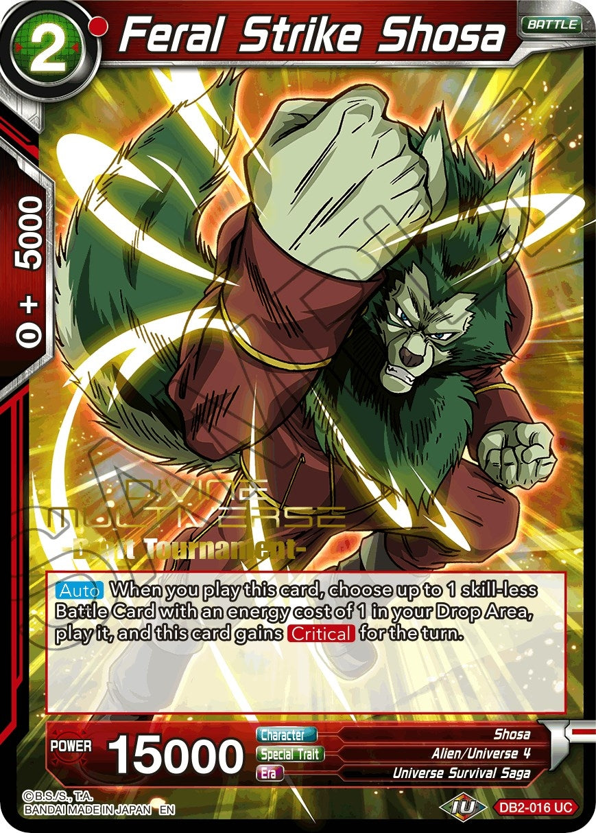 Image for Feral Strike Shosa (Divine Multiverse Draft Tournament) (DB2-016) (TPR) - Dragon Ball Super: Masters