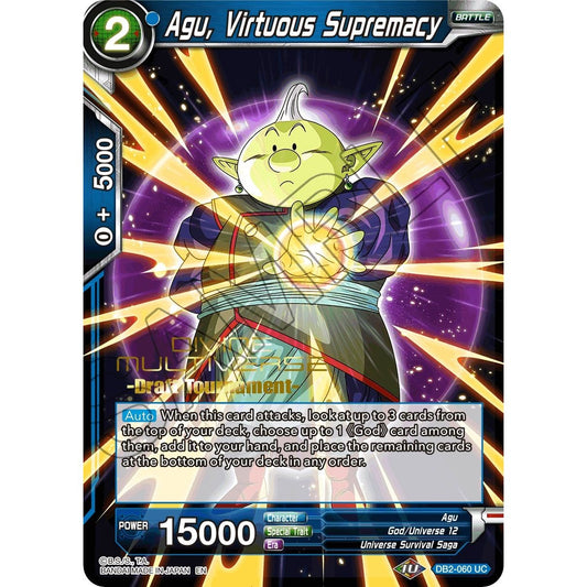 Image for Agu, Virtuous Supremacy (Divine Multiverse Draft Tournament) (DB2-060) (TPR) - Dragon Ball Super: Masters