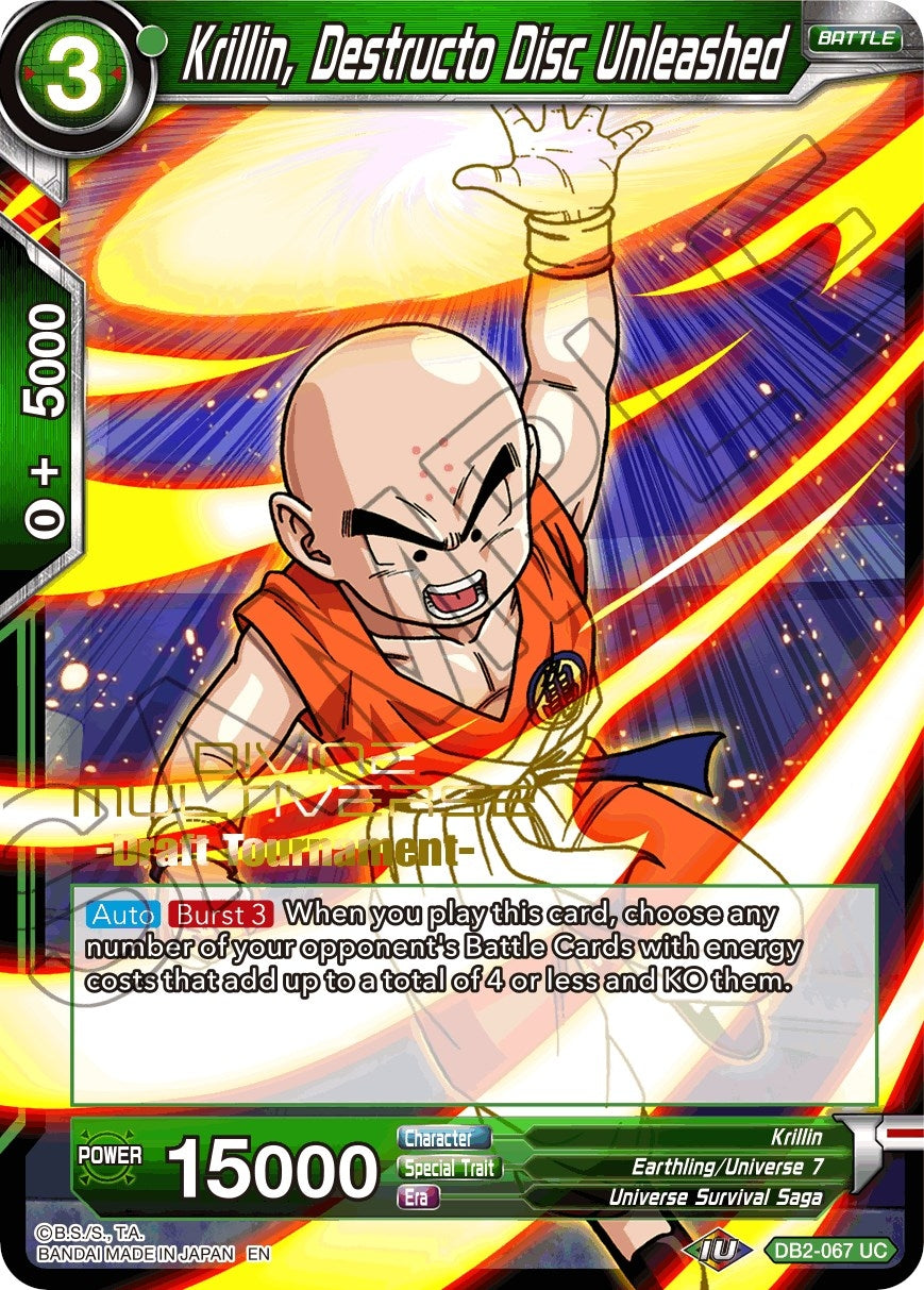 Image for Krillin, Destructo Disc Unleashed (Divine Multiverse Draft Tournament) (DB2-067) (TPR) - Dragon Ball Super: Masters