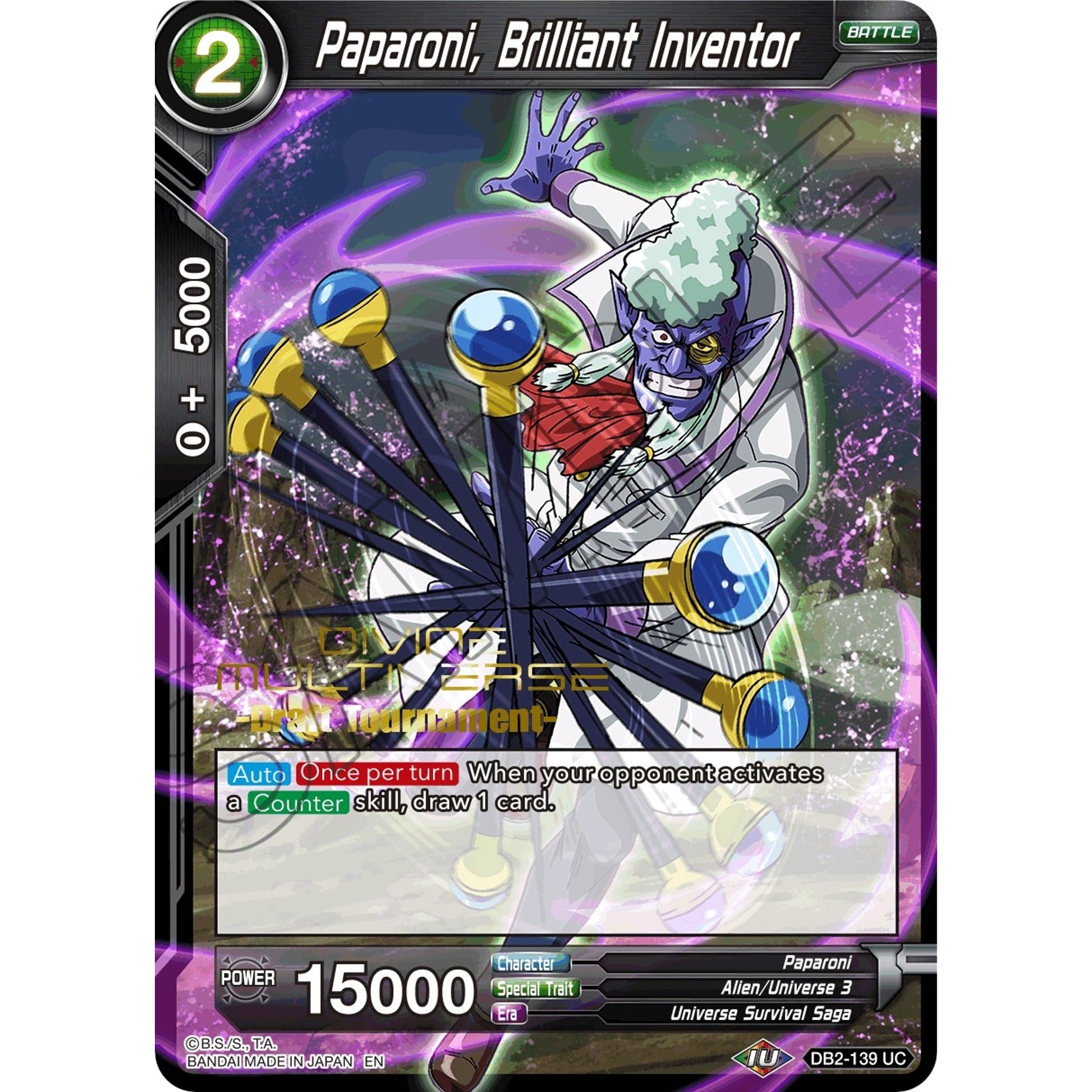 Image for Paparoni, Brilliant Inventor (Divine Multiverse Draft Tournament) (DB2-139) (TPR) - Dragon Ball Super: Masters