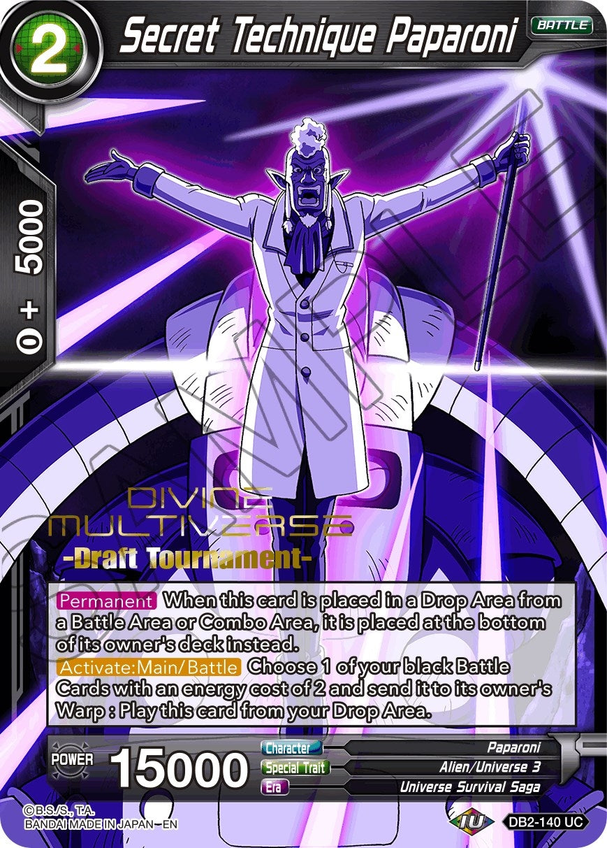 Image for Secret Technique Paparoni (Divine Multiverse Draft Tournament) (DB2-140) (TPR) - Dragon Ball Super: Masters