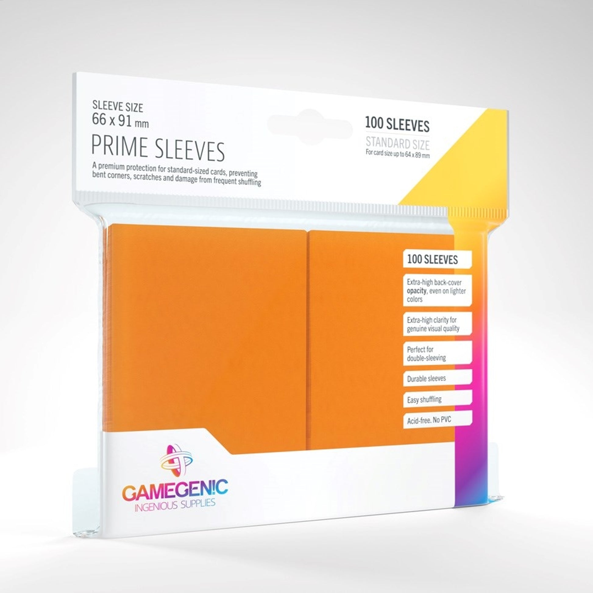 Image for GameGenic Prime Sleeve - Standard Size - Orange (100-Pack) - Card Sleeves
