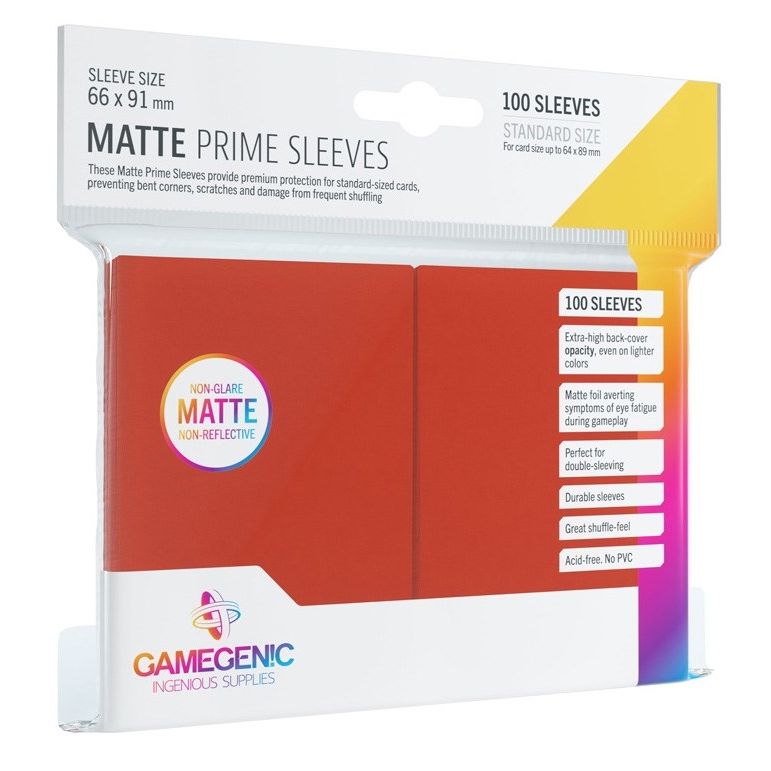 Image for GameGenic Matte Prime Sleeve - Standard Size - Red (100-Pack) - Card Sleeves