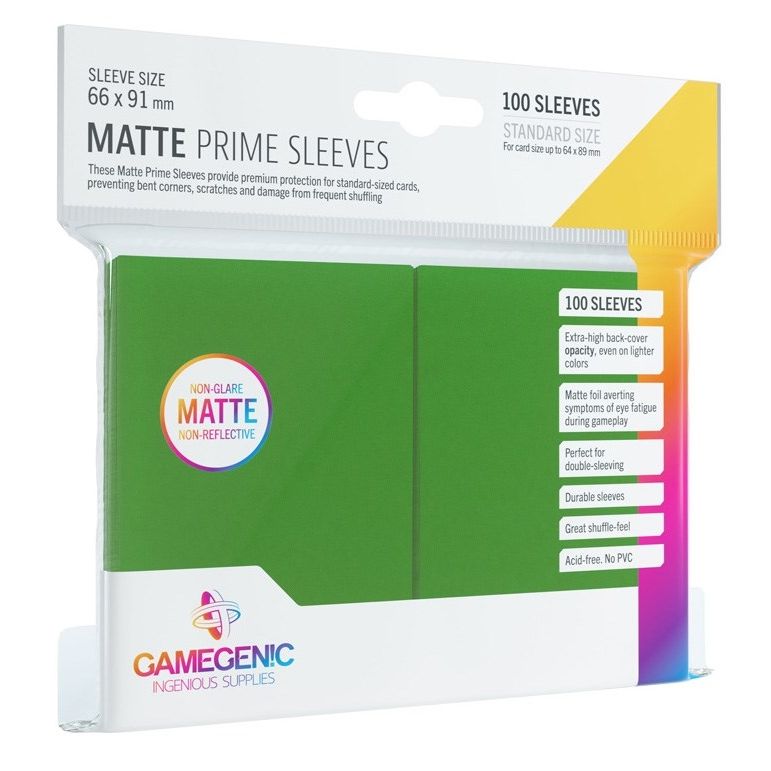 Image for GameGenic Matte Prime Sleeve - Standard Size - Green (100-Pack) - Card Sleeves