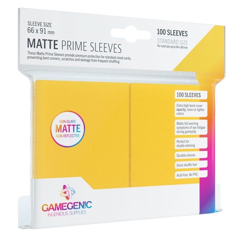 Image for GameGenic Matte Prime Sleeve - Standard Size - Yellow (100-Pack) - Card Sleeves