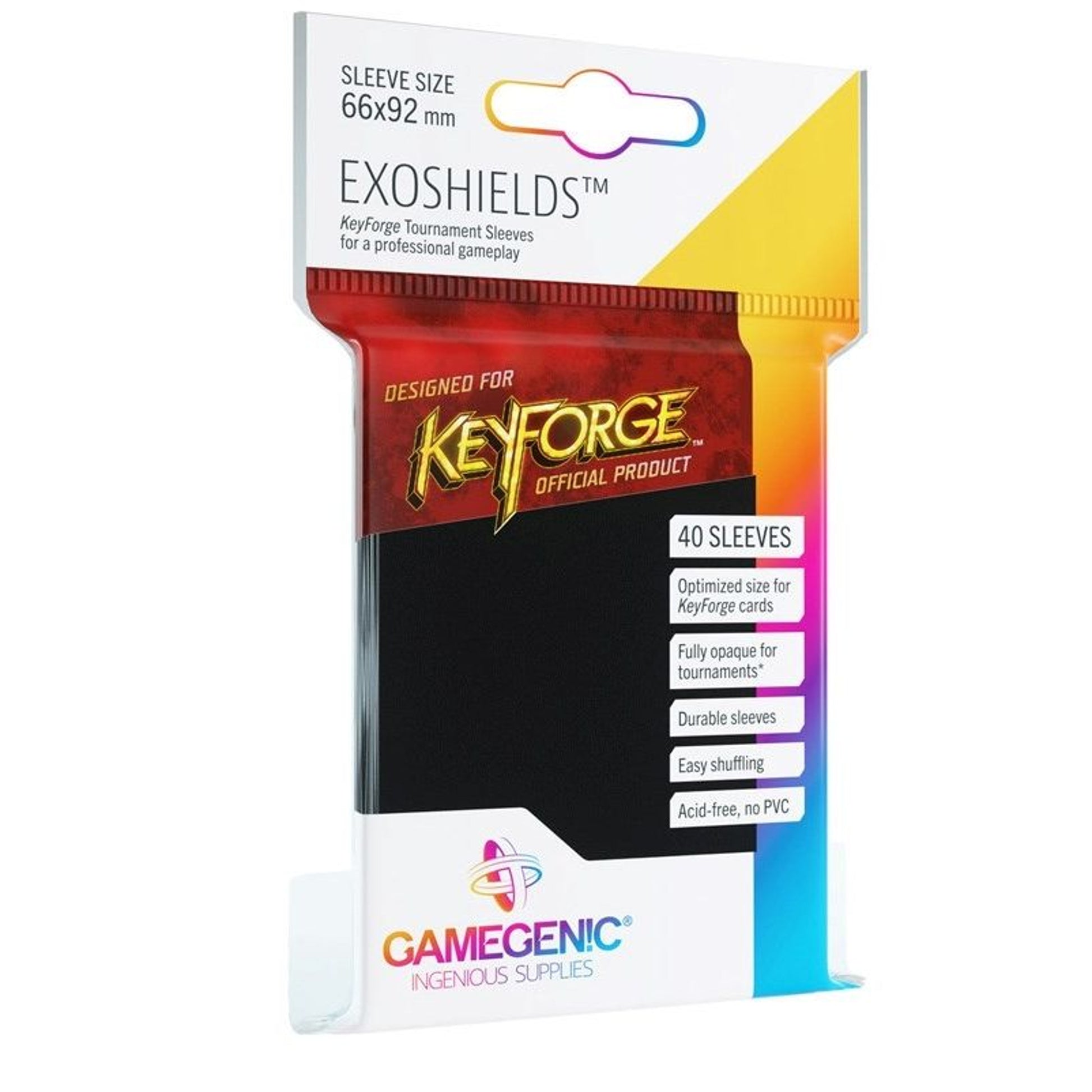 Image for GameGenic KeyForge Exoshields - Black (40-Pack) - Card Sleeves