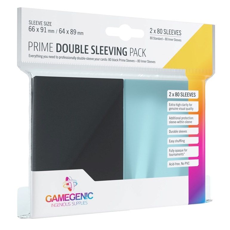 Image for GameGenic Prime Double Sleeving Pack - Clear/Black (80-Pack) - Card Sleeves