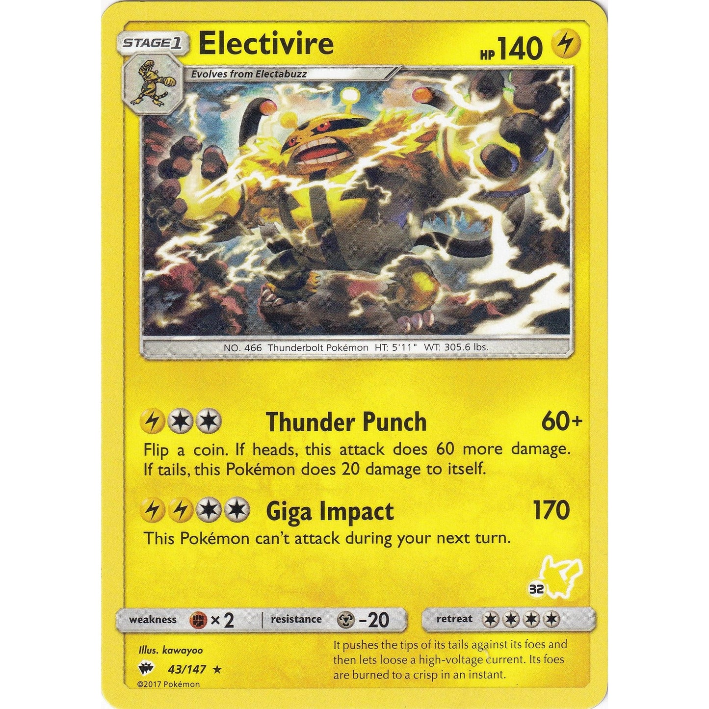Image for Electivire- 43/147 (#32 Pikachu Stamped) (043/147) (BTA) - Pokemon