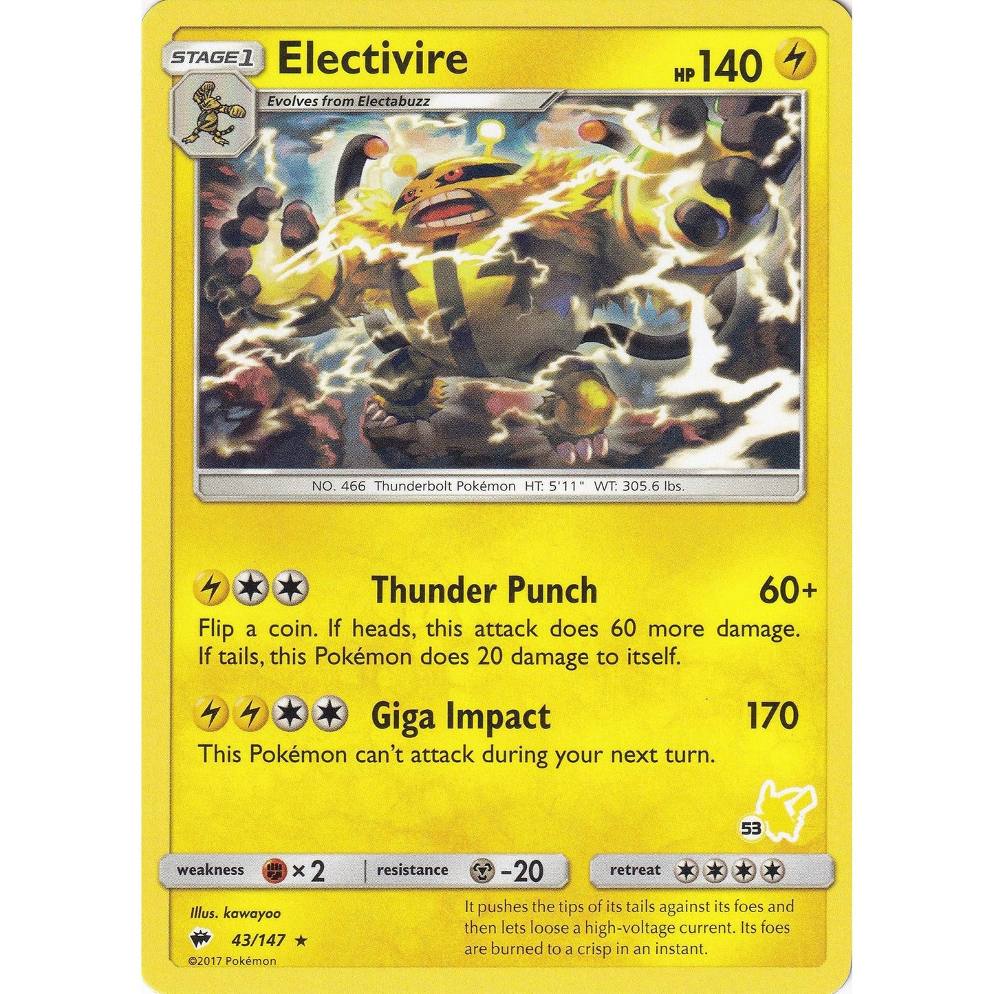 Image for Electivire - 43/147 (#53 Pikachu Stamped) (043/147) (BTA) - Pokemon