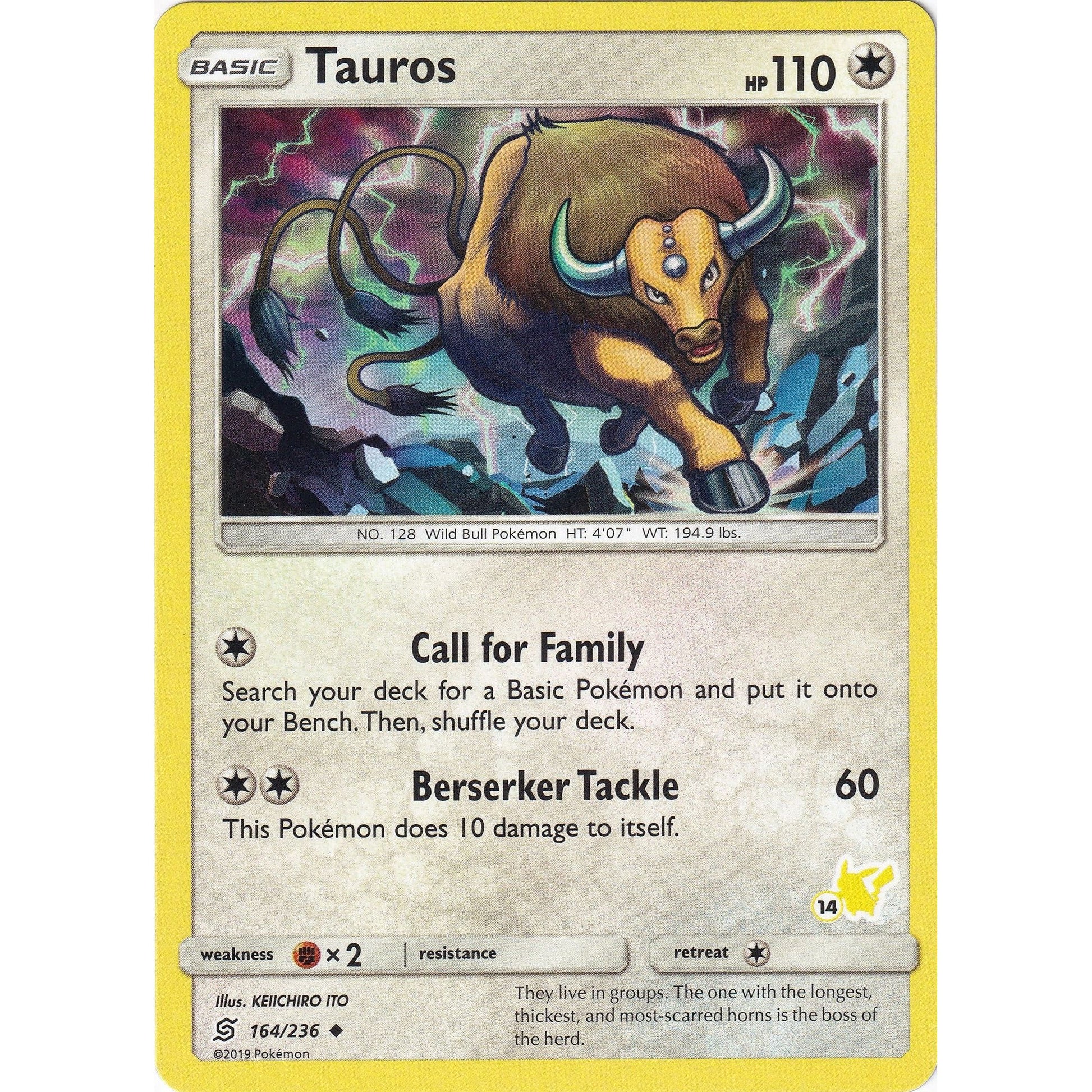 Image for Tauros - 164/236 (#14 Pikachu Stamped) (164/236) (BTA) - Pokemon