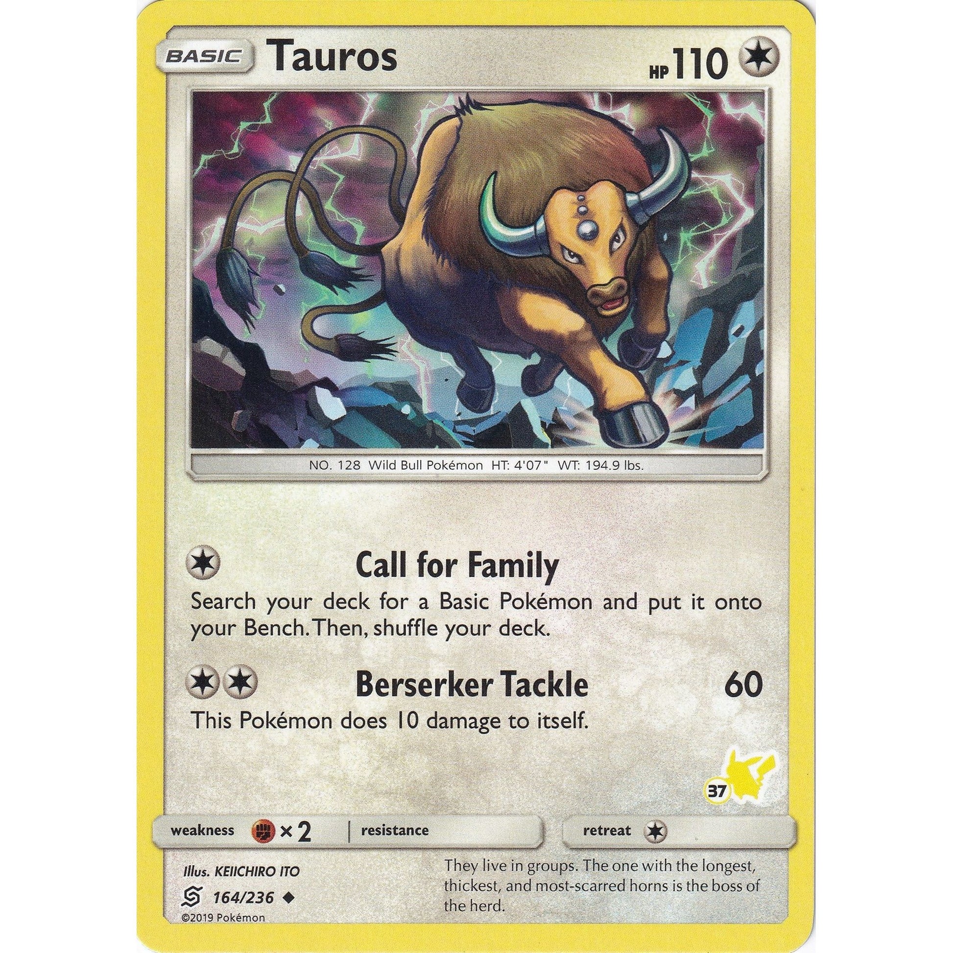Image for Tauros - 164/236 (#37 Pikachu Stamped) (164/236) (BTA) - Pokemon