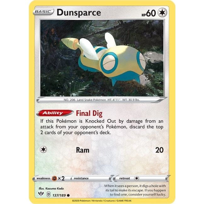 Image for Dunsparce (137/189) (SWSH03) - Pokemon