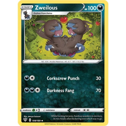 Image for Zweilous (109/189) (SWSH03) - Pokemon