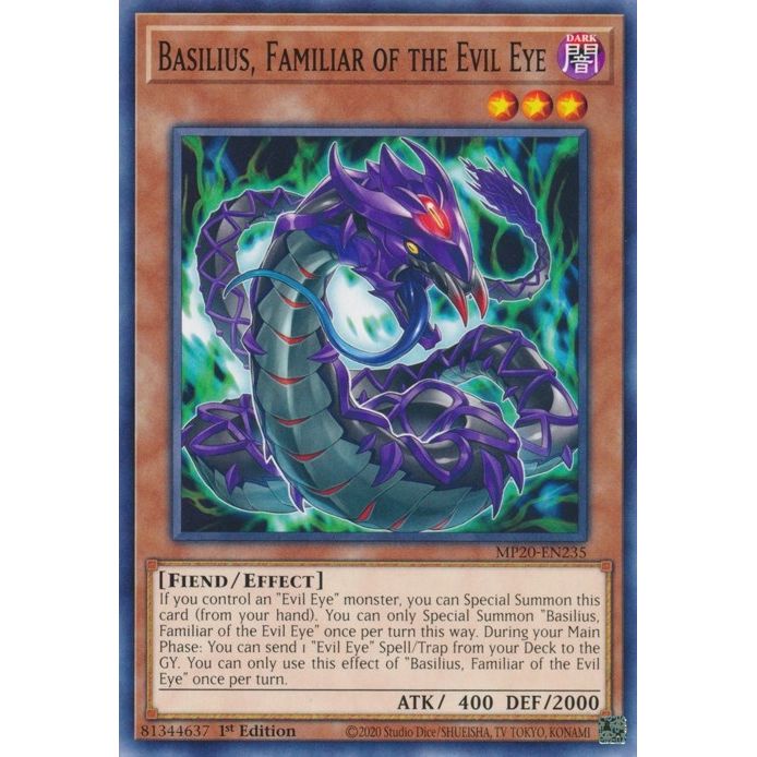 Image for Basilius, Familiar of the Evil Eye (MP20-EN235) (MP20) - YuGiOh