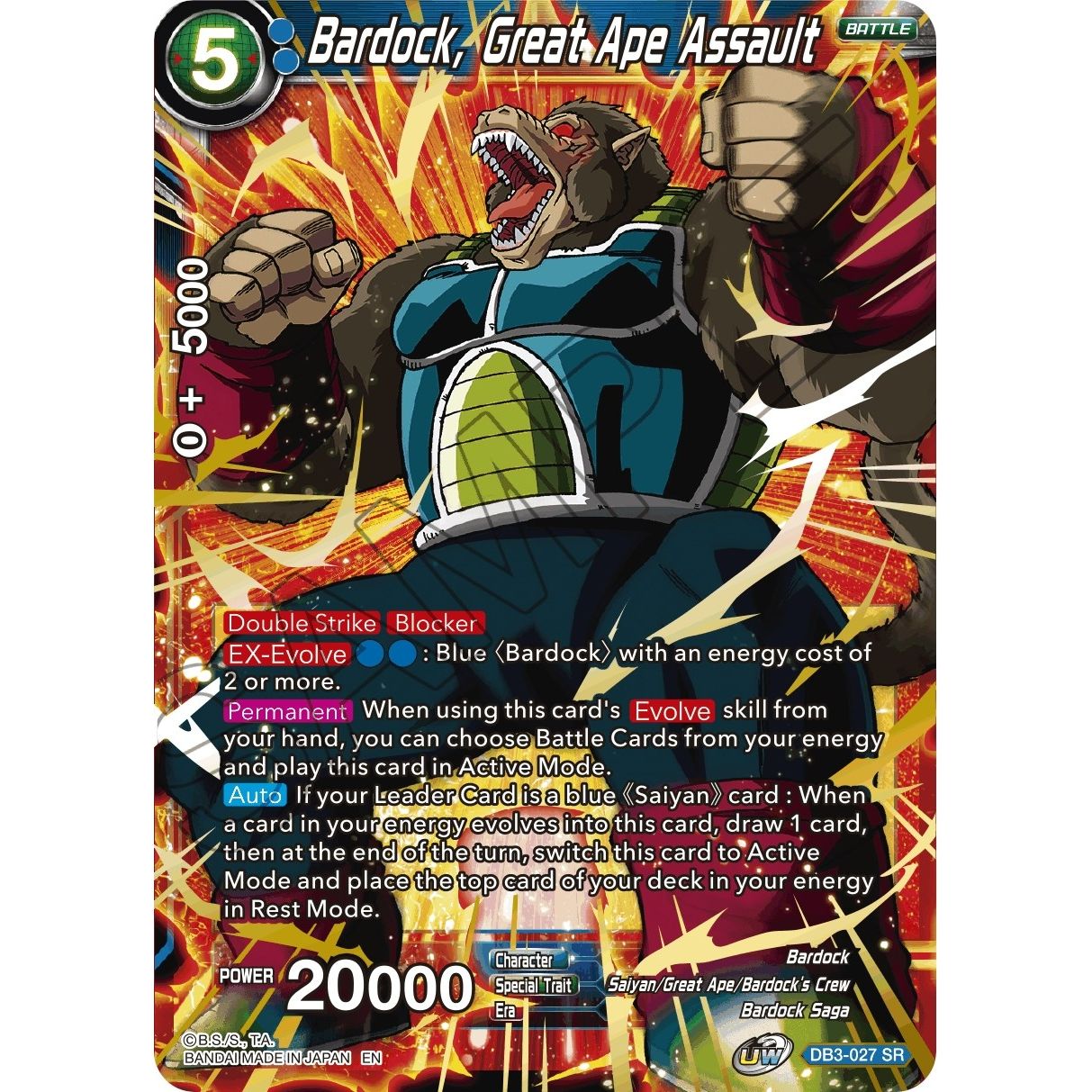 Image for Bardock, Great Ape Assault (DB3-027) (DB3) - Dragon Ball Super: Masters