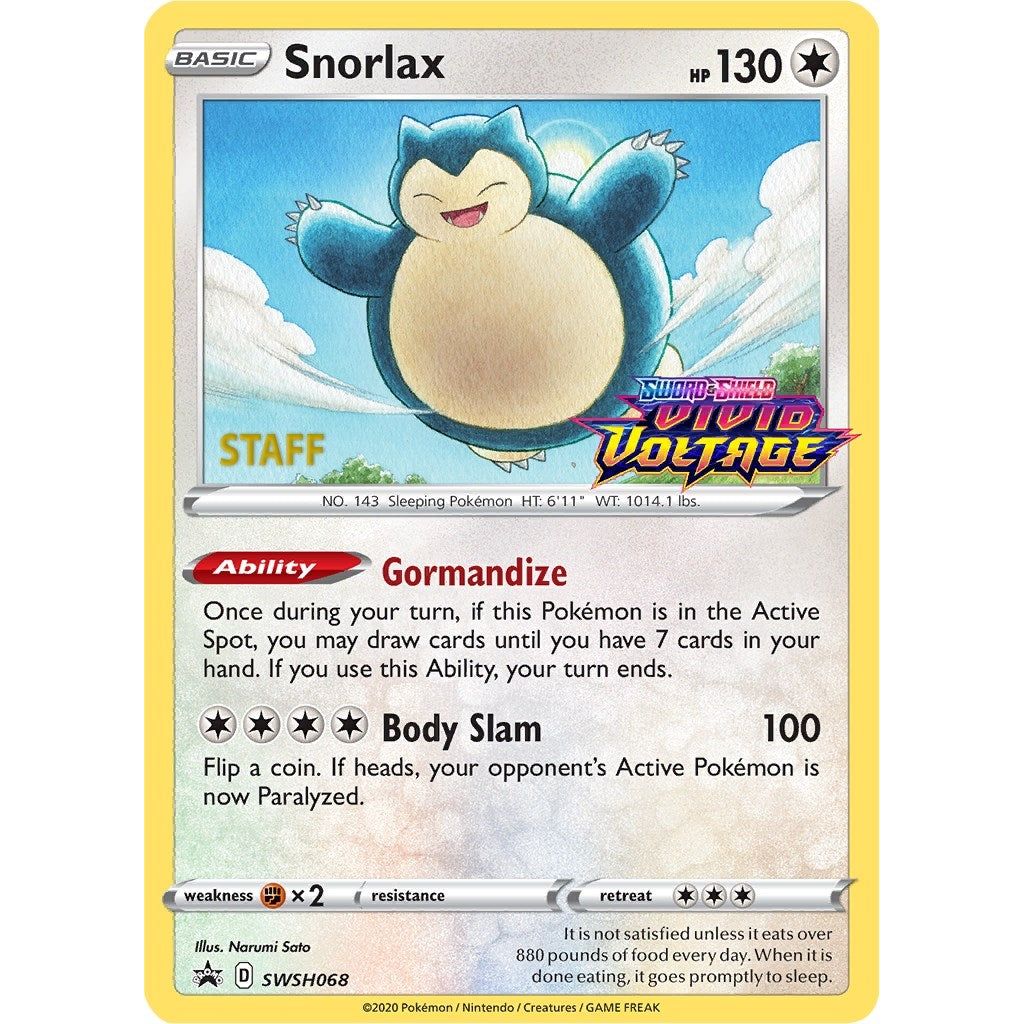 Image for Snorlax - SWSH068 (Prerelease) [Staff] (SWSH068) (SWSD) - Pokemon