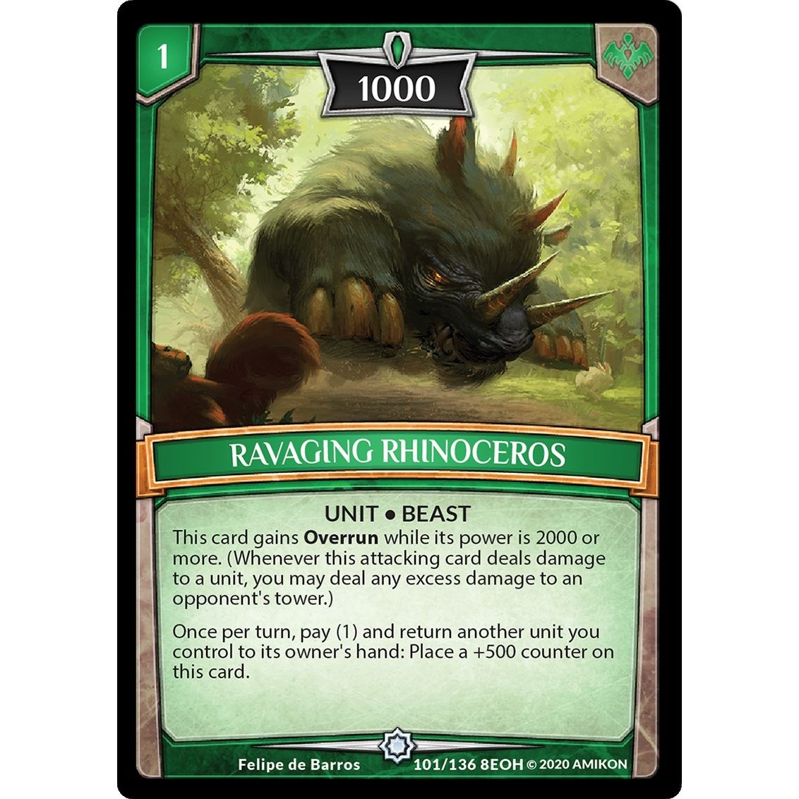 Image for Ravaging Rhinoceros (101/136 8EOH) (EOH) - Argent Saga TCG