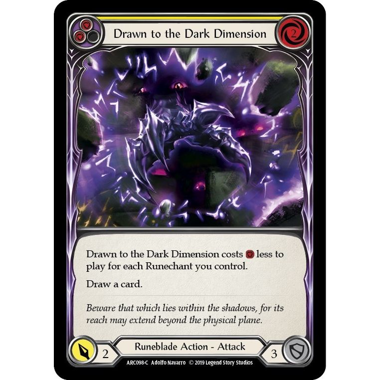 Image for Drawn to the Dark Dimension (Yellow) (ARC098) (ARC) - Flesh and Blood TCG