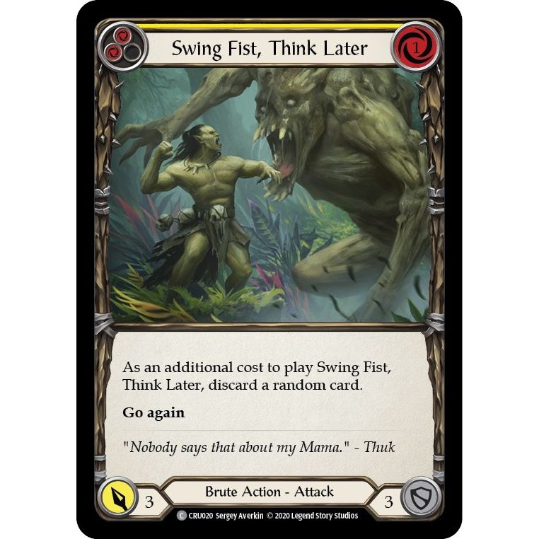 Image for Swing Fist, Think Later (Yellow) (CRU020) (CRU) - Flesh and Blood TCG