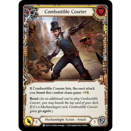 Image for Combustible Courier (Yellow) (CRU110) (CRU) - Flesh and Blood TCG