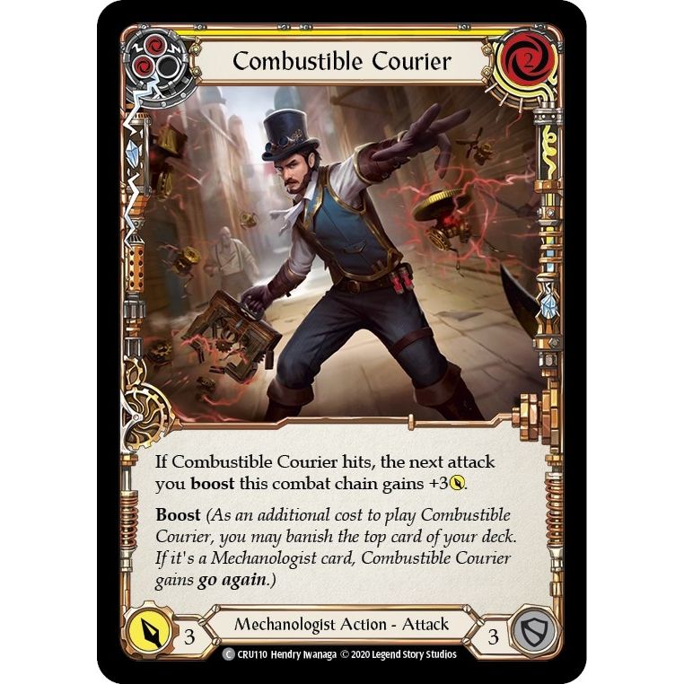 Image for Combustible Courier (Yellow) (CRU110) (CRU) - Flesh and Blood TCG