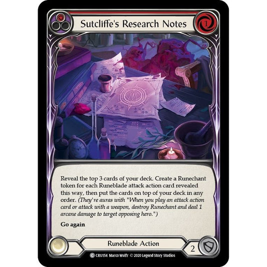 Image for Sutcliffe's Research Notes (Red) (CRU154) (CRU) - Flesh and Blood TCG