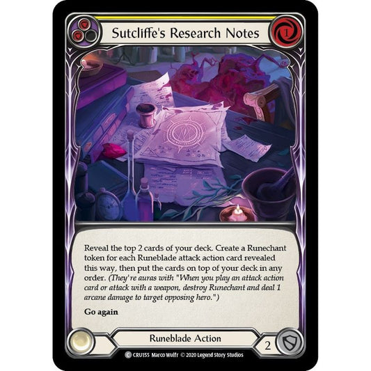 Image for Sutcliffe's Research Notes (Yellow) (CRU155) (CRU) - Flesh and Blood TCG