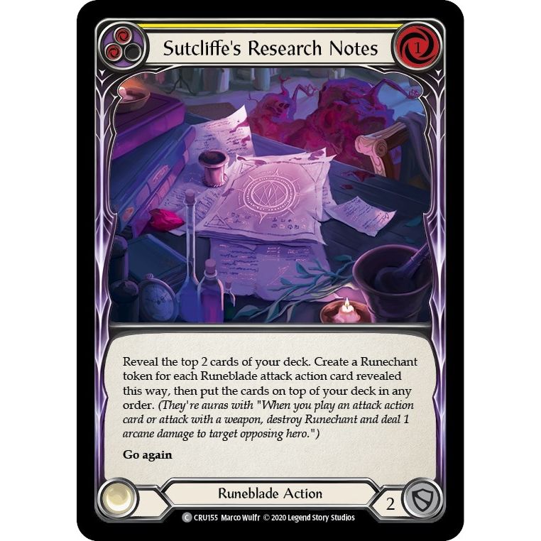 Image for Sutcliffe's Research Notes (Yellow) (CRU155) (CRU) - Flesh and Blood TCG