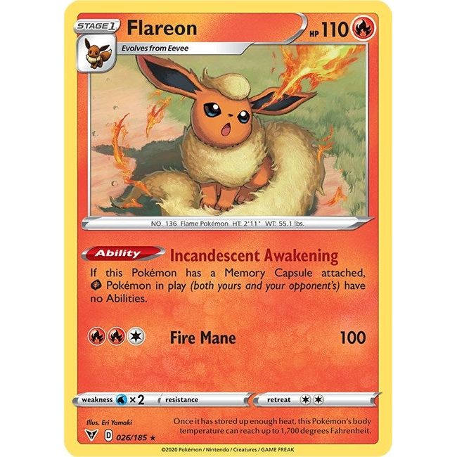 Image for Flareon (026/185) (SWSH04) - Pokemon