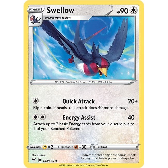 Image for Swellow (134/185) (SWSH04) - Pokemon