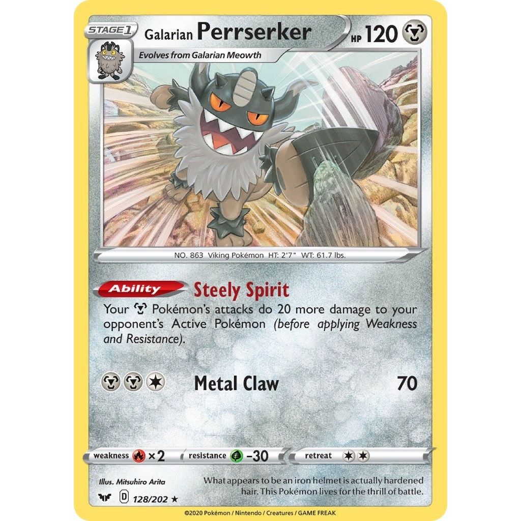 Image for Galarian Perrserker 128/202 (SWSH Base Set) (128/202) (PR) - Pokemon
