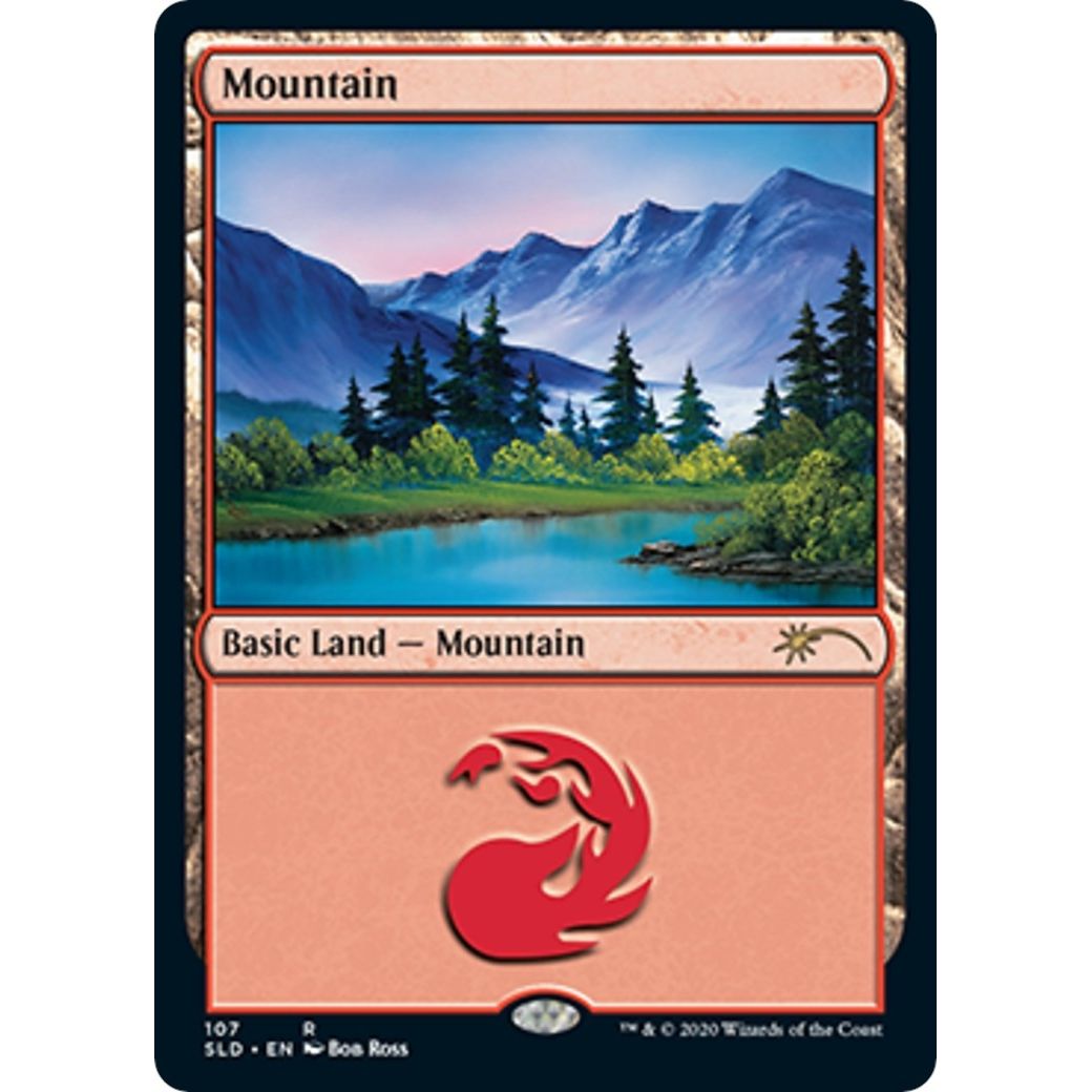 Image for Mountain (107) (Bob Ross) (107) (SLD) - Magic: The Gathering
