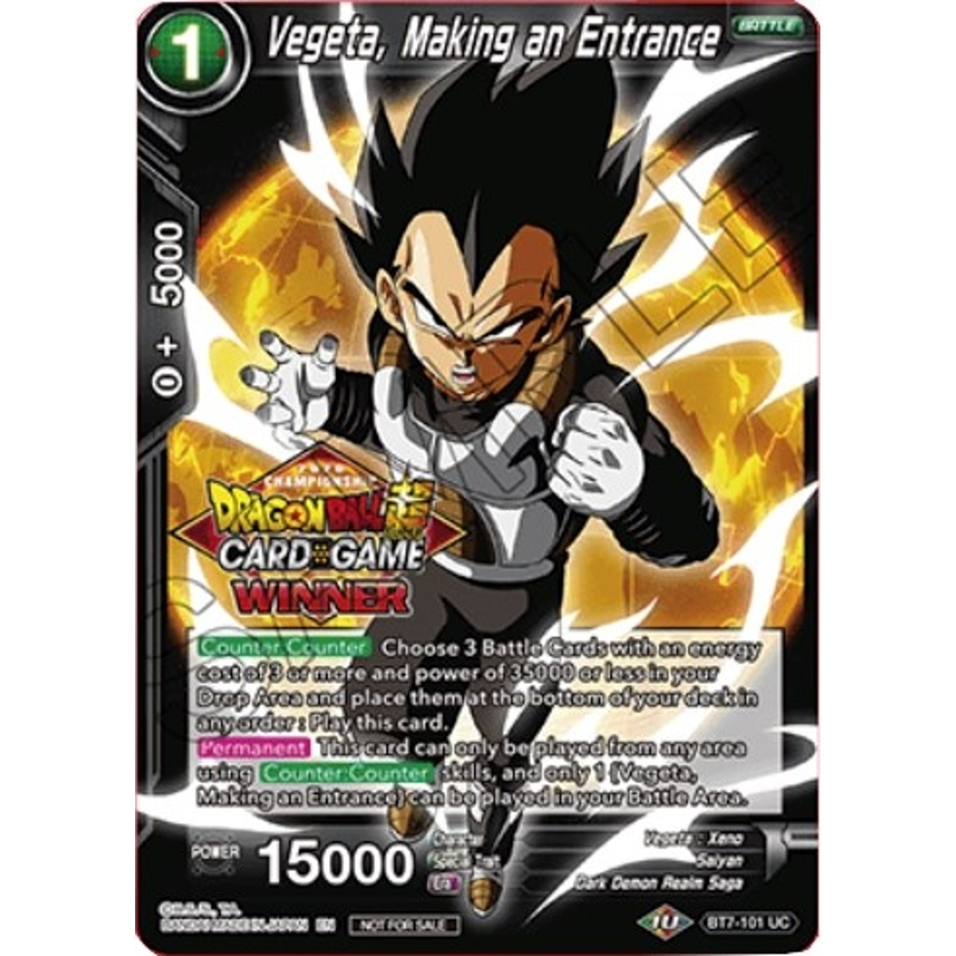Image for Vegeta, Making an Entrance (Top 16 Winner) (BT7-101) (TPR) - Dragon Ball Super: Masters