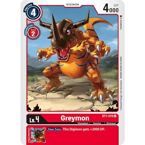 Image for Greymon - BT1-015 (BT1-015 U) (BT01-03A) - Digimon Card Game