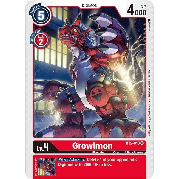 Image for Growlmon (BT2-013 U) (BT01-03A) - Digimon Card Game