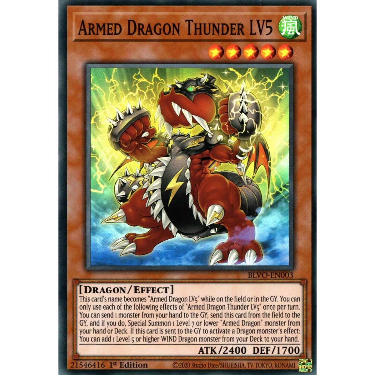 Image for Armed Dragon Thunder LV5 (BLVO-EN003) (BLVO) - YuGiOh