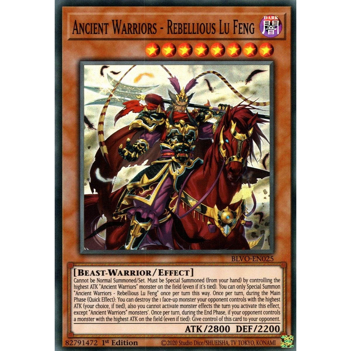 Image for Ancient Warriors - Rebellious Lu Feng (BLVO-EN025) (BLVO) - YuGiOh