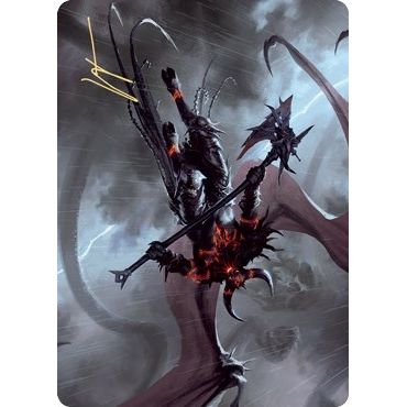 Image for Burning-Rune Demon Art Card (Gold-Stamped Signature) (20) (ASKHM) - Magic: The Gathering
