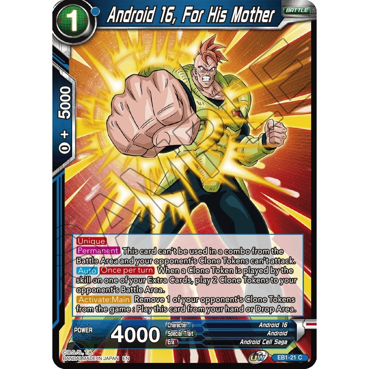 Image for Android 16, For His Mother (EB1-21) (EB-01) - Dragon Ball Super: Masters