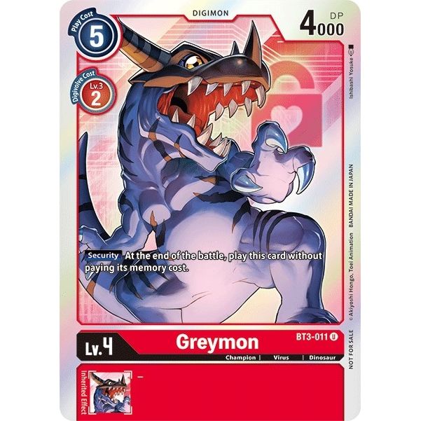 Image for Greymon - BT3-011 (Box Topper) (BT3-011 U) (BT01-03B) - Digimon Card Game